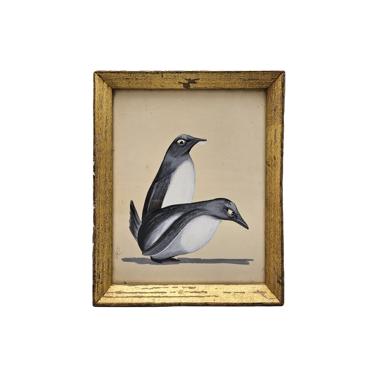 John Laughlin Gouache on Artist Board Penguins Framed Original Artwork Illustration