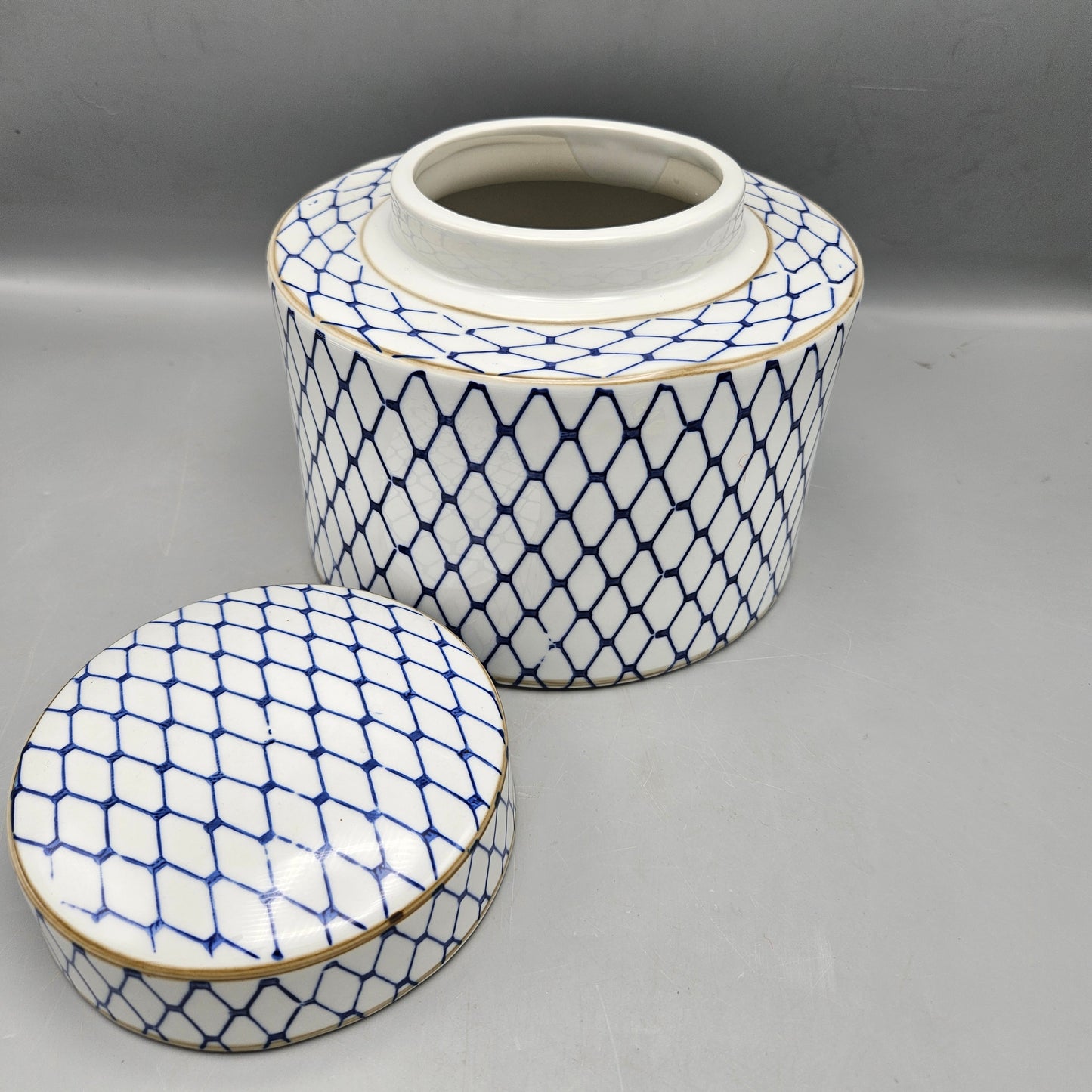 Chinese Porcelain White and Blue Lidded Jar