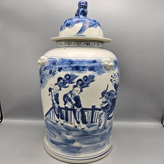 Chinese Porcelain Blue & White Temple Jar