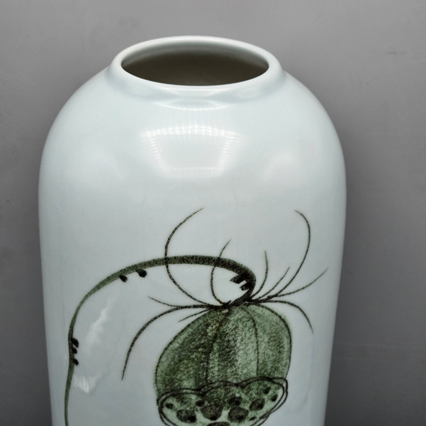 Signed Chinese Porcelain Vase with Lotus Seed Head