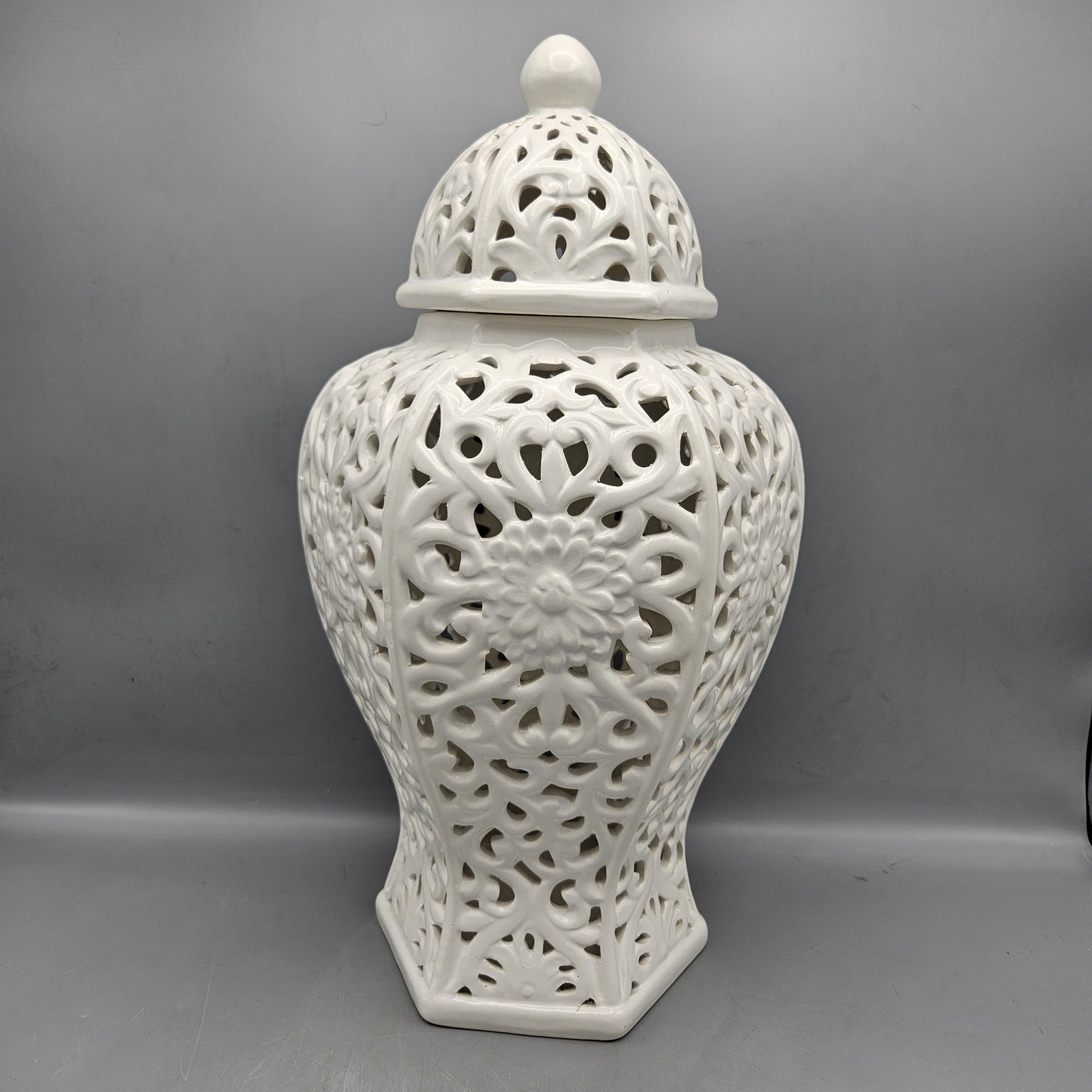 Chinese White Porcelain Reticulated Lidded Jar