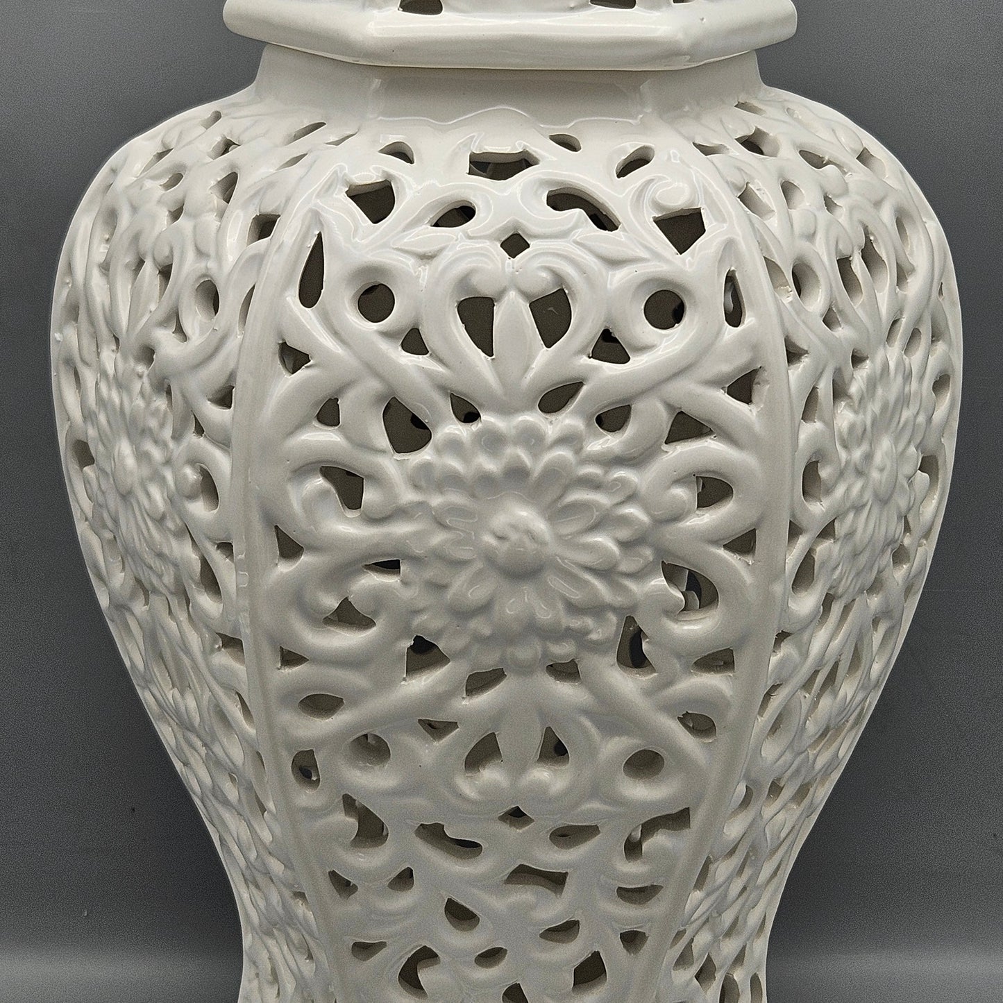 Chinese White Porcelain Reticulated Lidded Jar