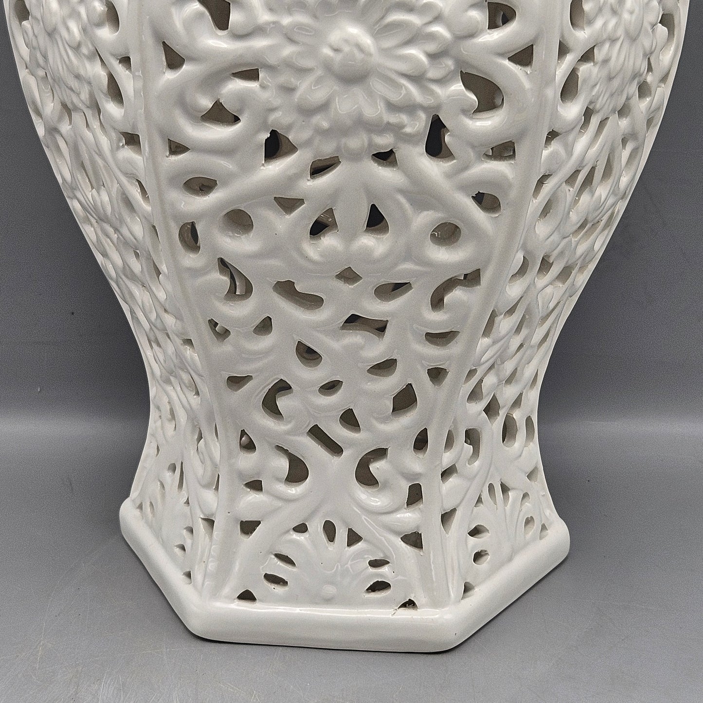 Chinese White Porcelain Reticulated Lidded Jar