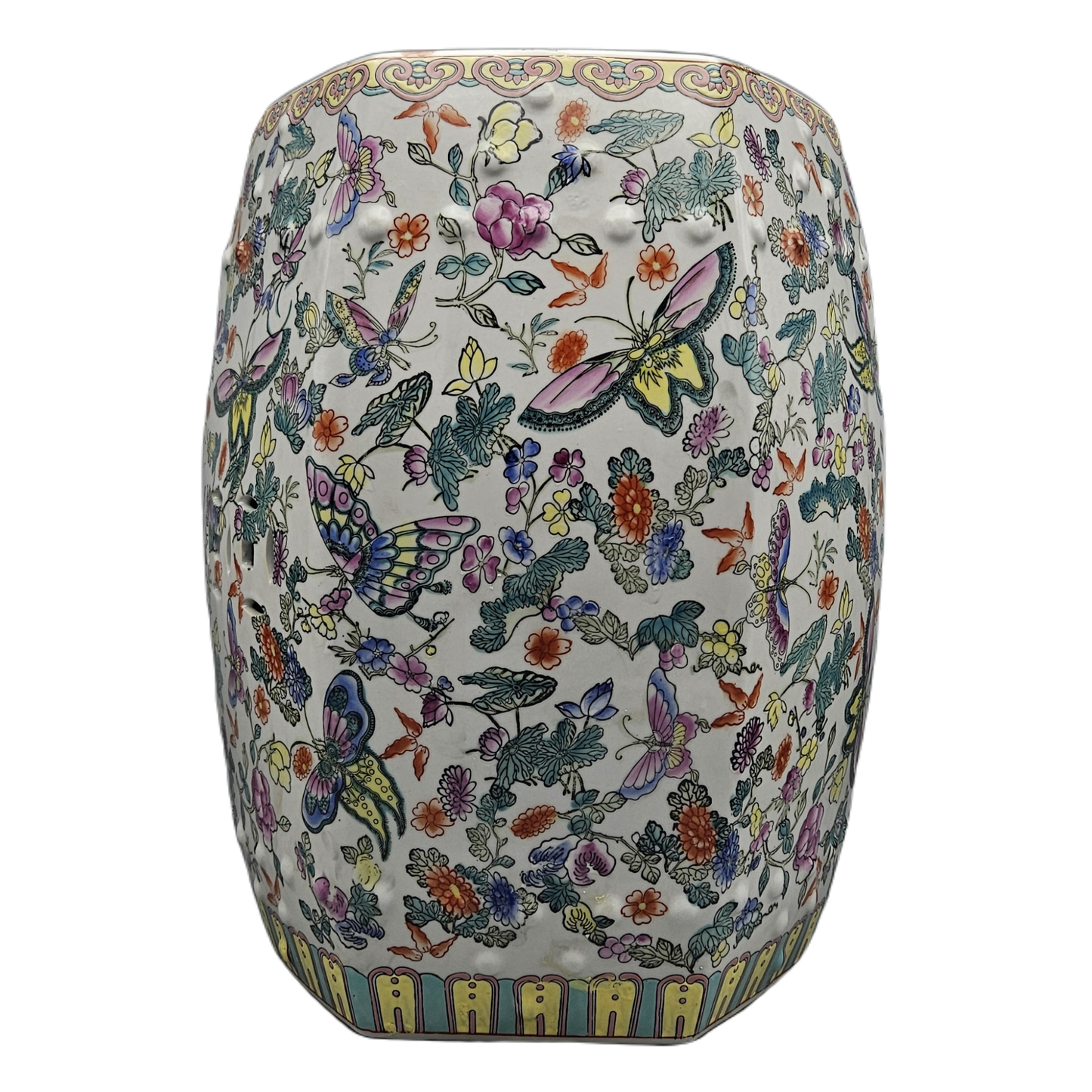 Chinese Porcelain Garden Seat with Butterflies