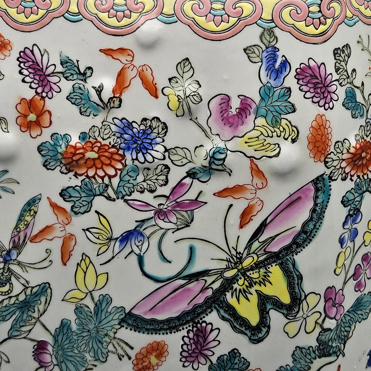 Chinese Porcelain Garden Seat with Butterflies