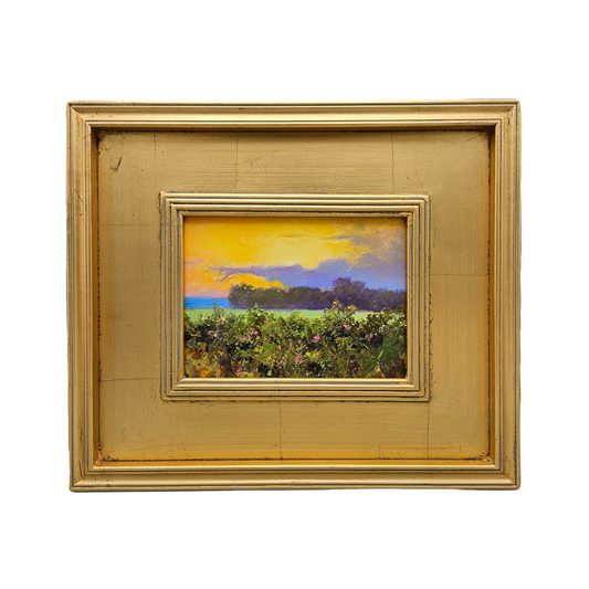 Oil on Board Painting Impressionist Landscape at Sunset