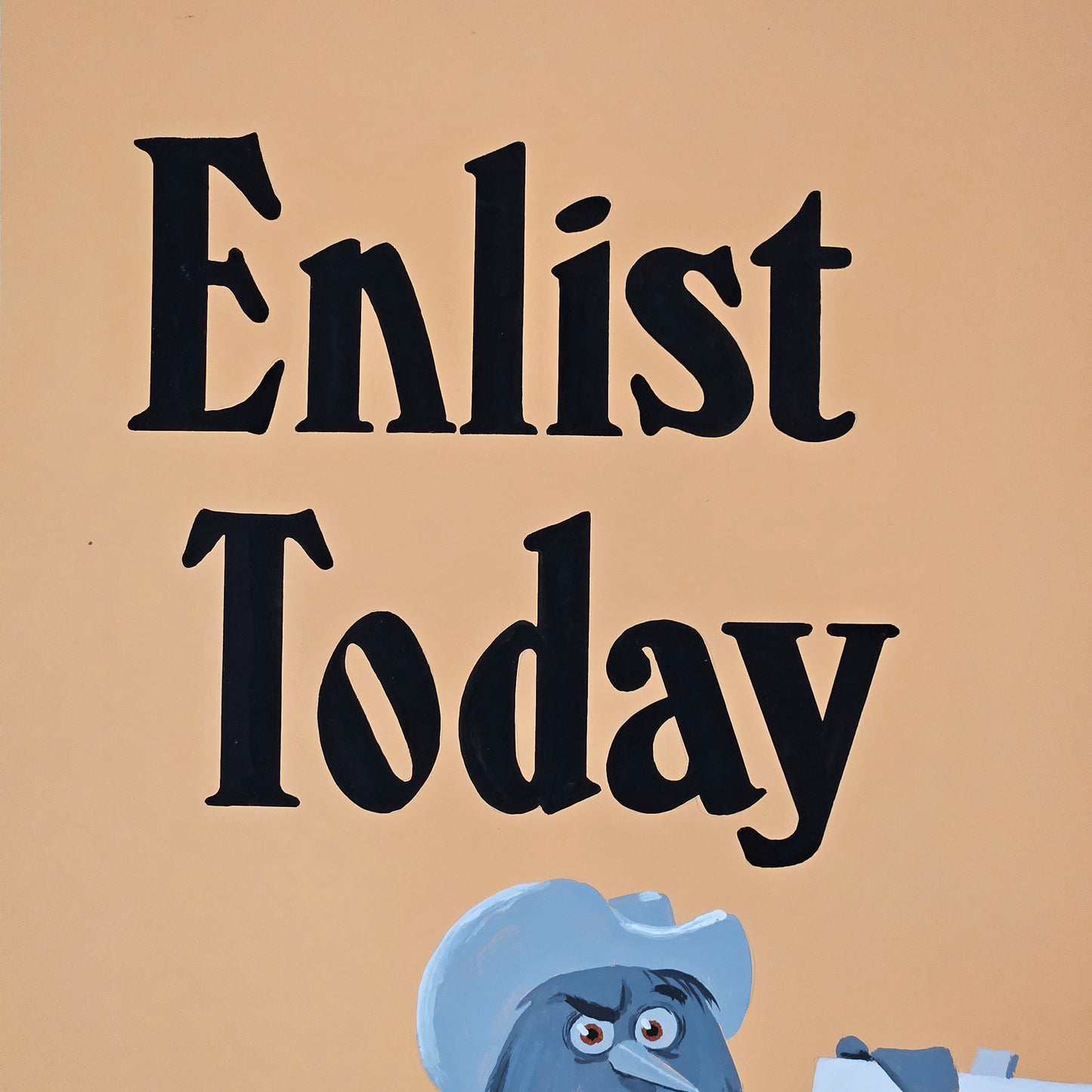 John Laughlin Gouache on Artist Board "Enlist" Anti-Littering Unframed Original Artwork Illustration