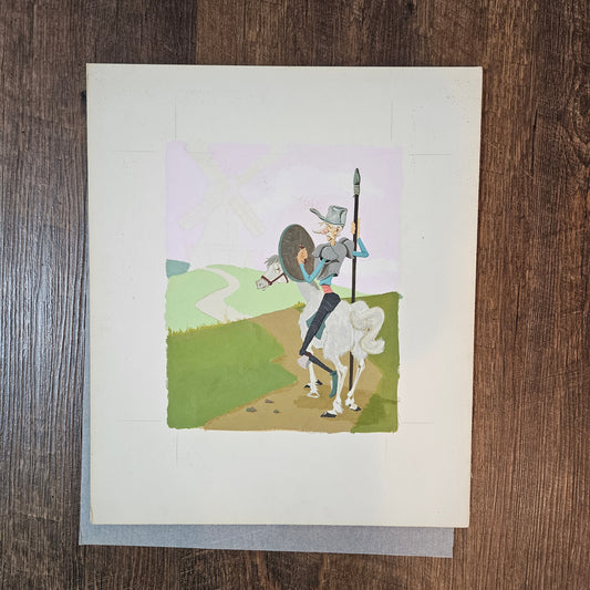 John Laughlin Gouache on Artist Board Don Quixote Unframed Original Artwork Illustration