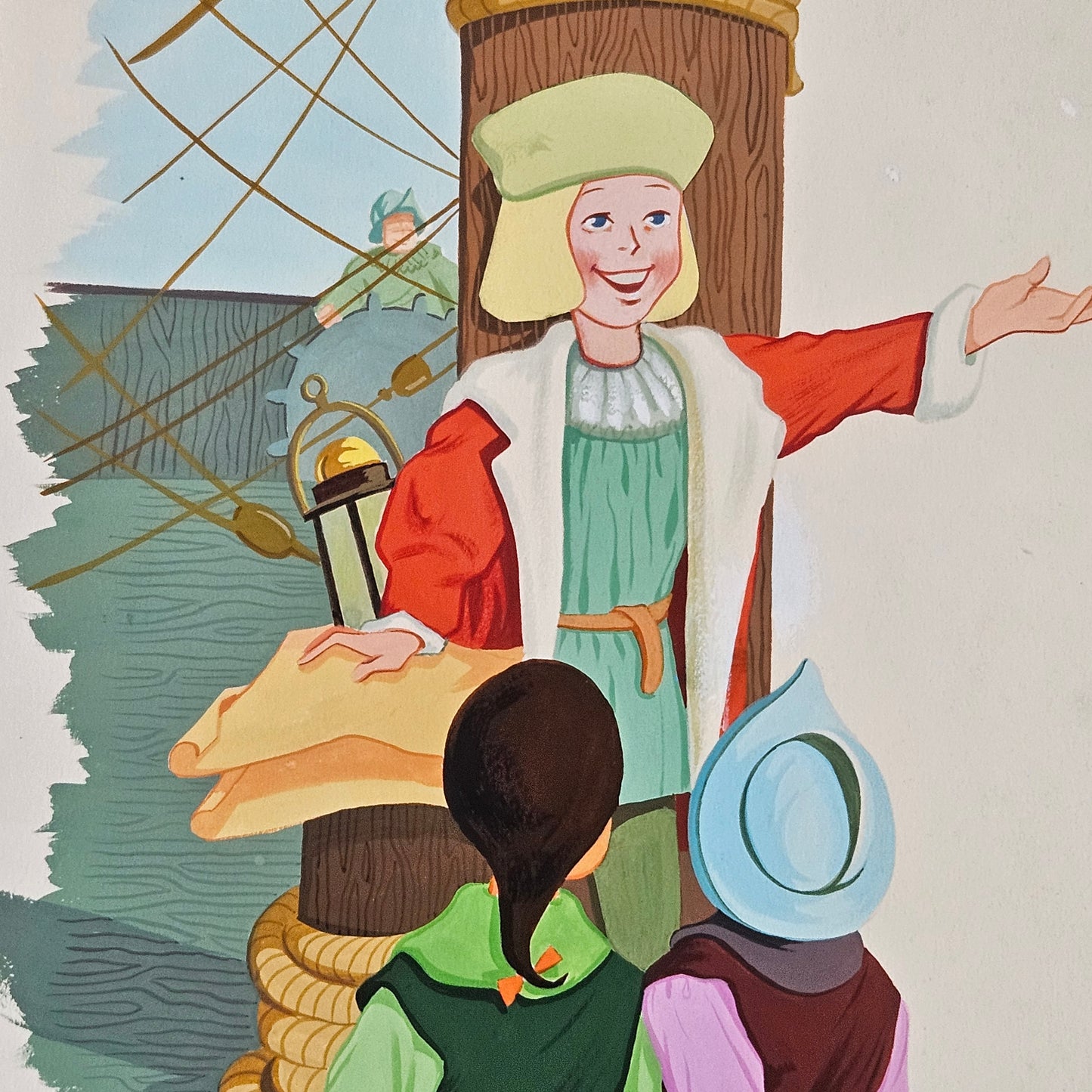 John Laughlin Gouache on Artist Board Child Christopher Columbus Unframed Original Artwork Illustration