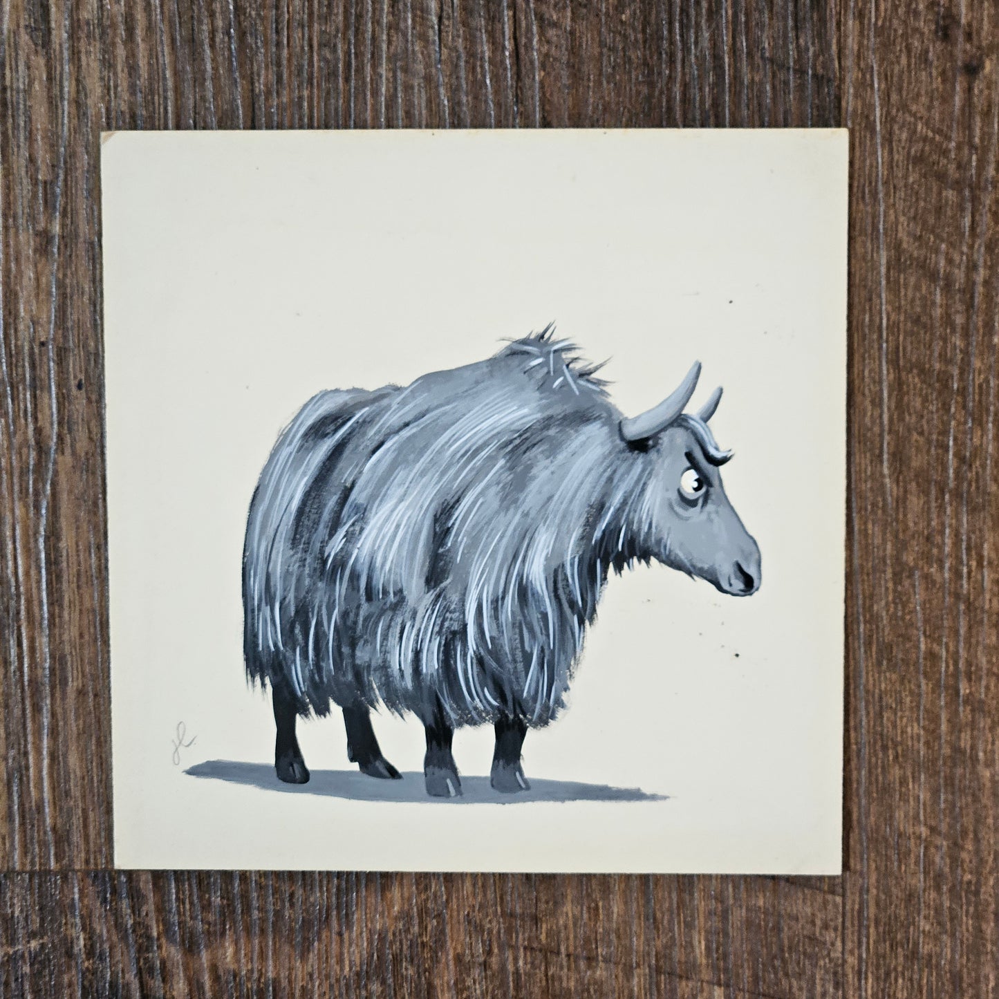 John Laughlin Gouache on Artist Board Yak Original Artwork Illustration