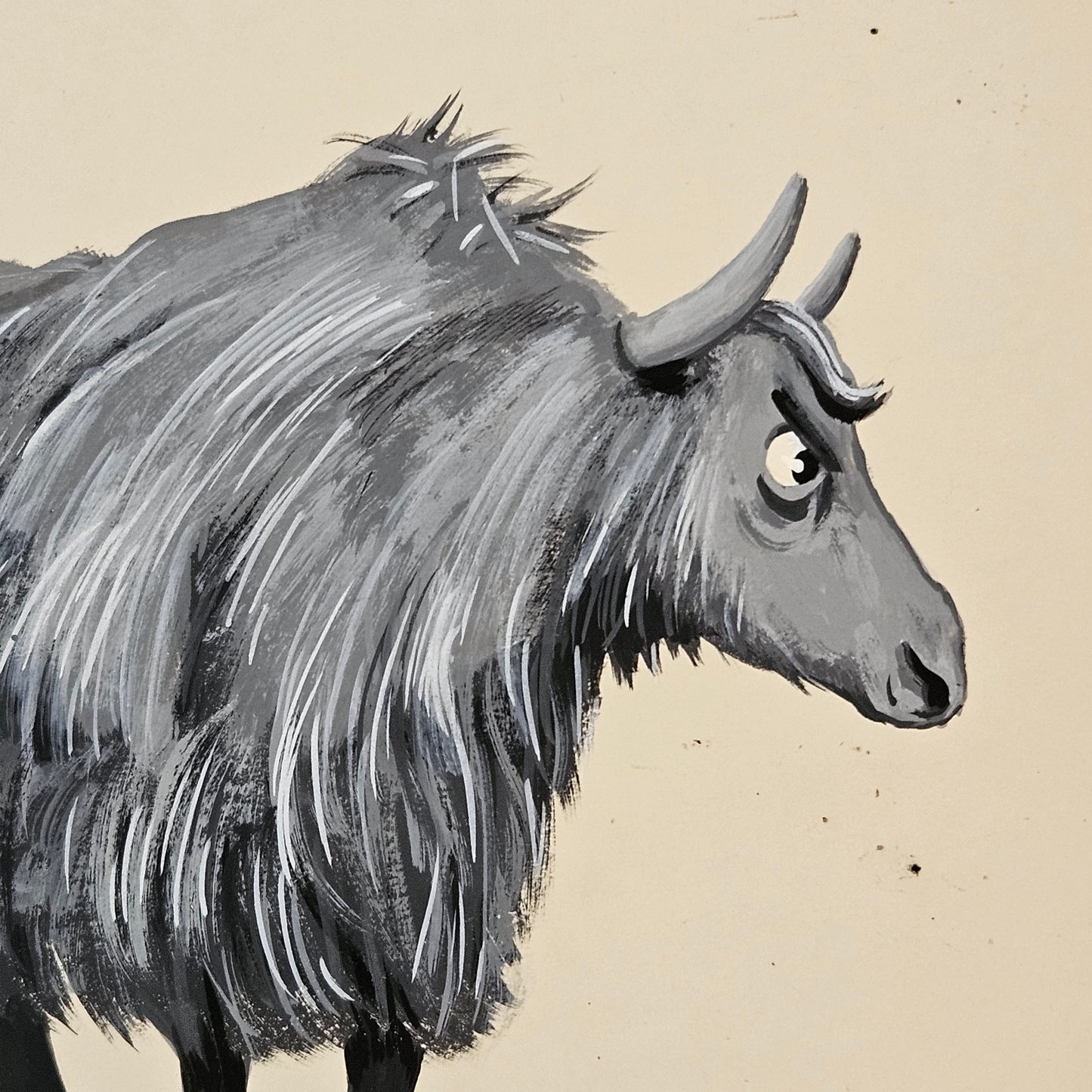 John Laughlin Gouache on Artist Board Yak Original Artwork Illustration