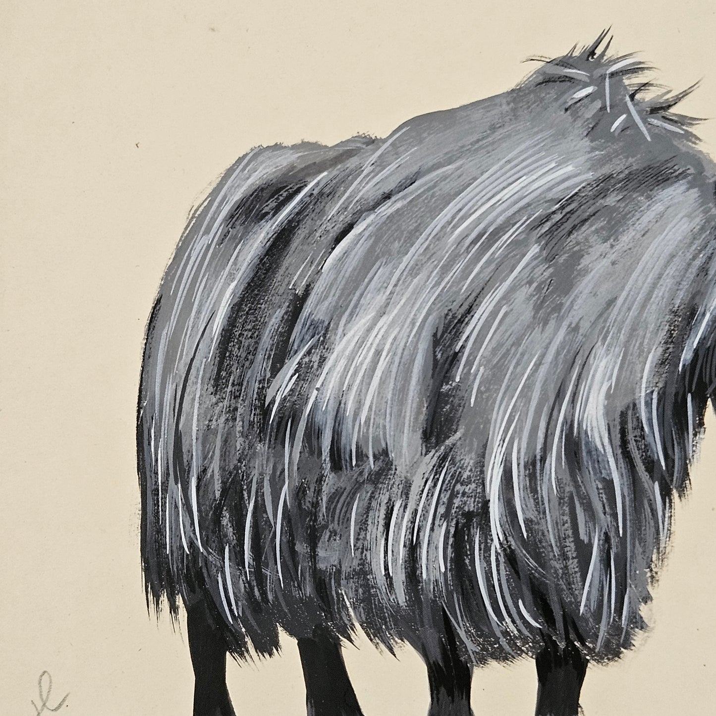 John Laughlin Gouache on Artist Board Yak Original Artwork Illustration