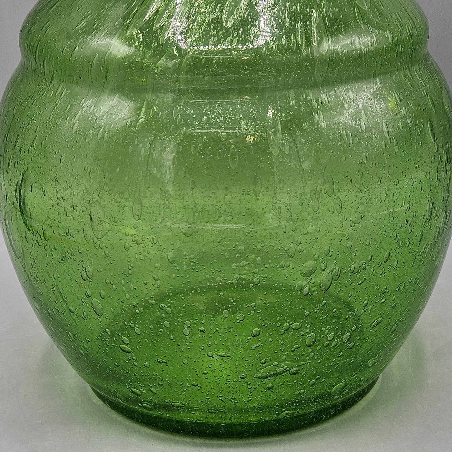 Green Blown Seeded Art Glass Vase