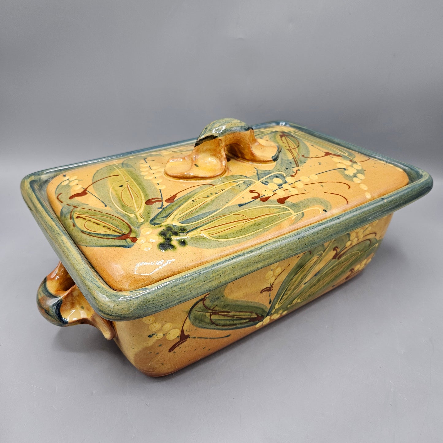 Terraghja Corsica Pottery Slip-Decorated Rectangular Lidded Baker