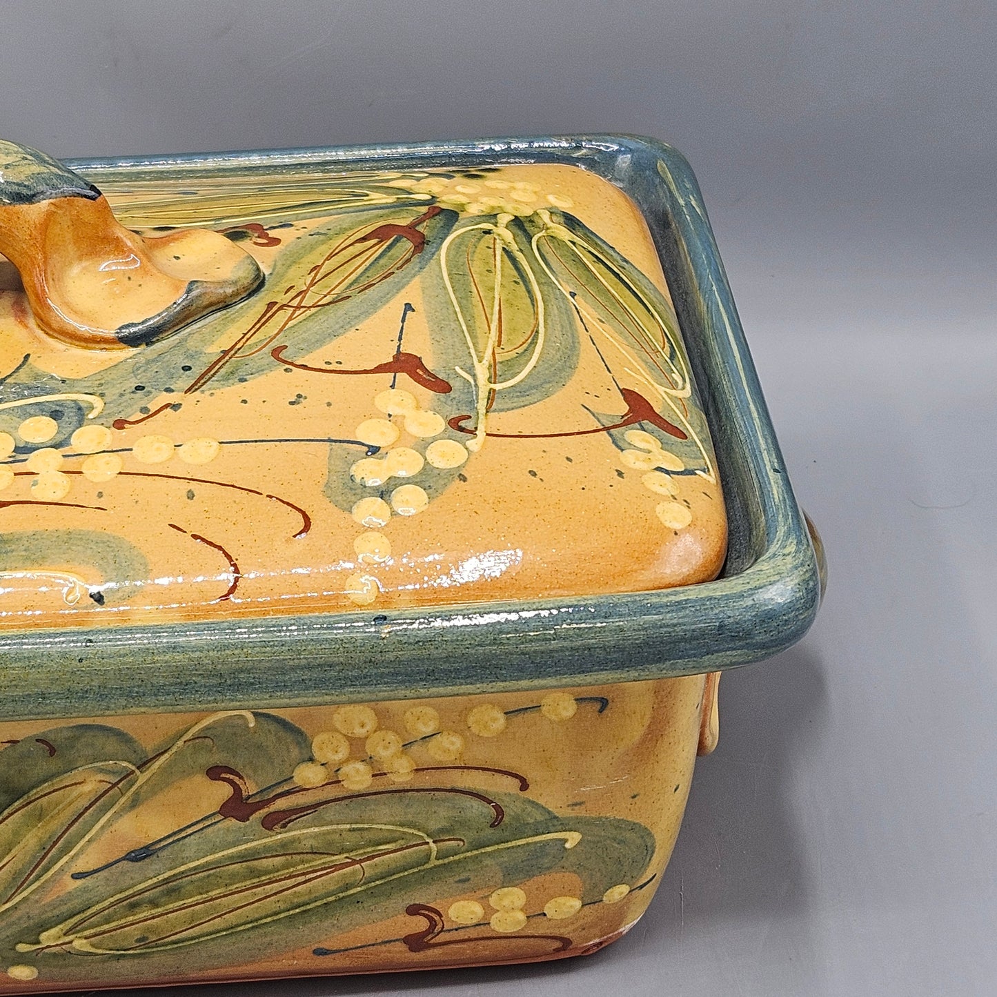 Terraghja Corsica Pottery Slip-Decorated Rectangular Lidded Baker