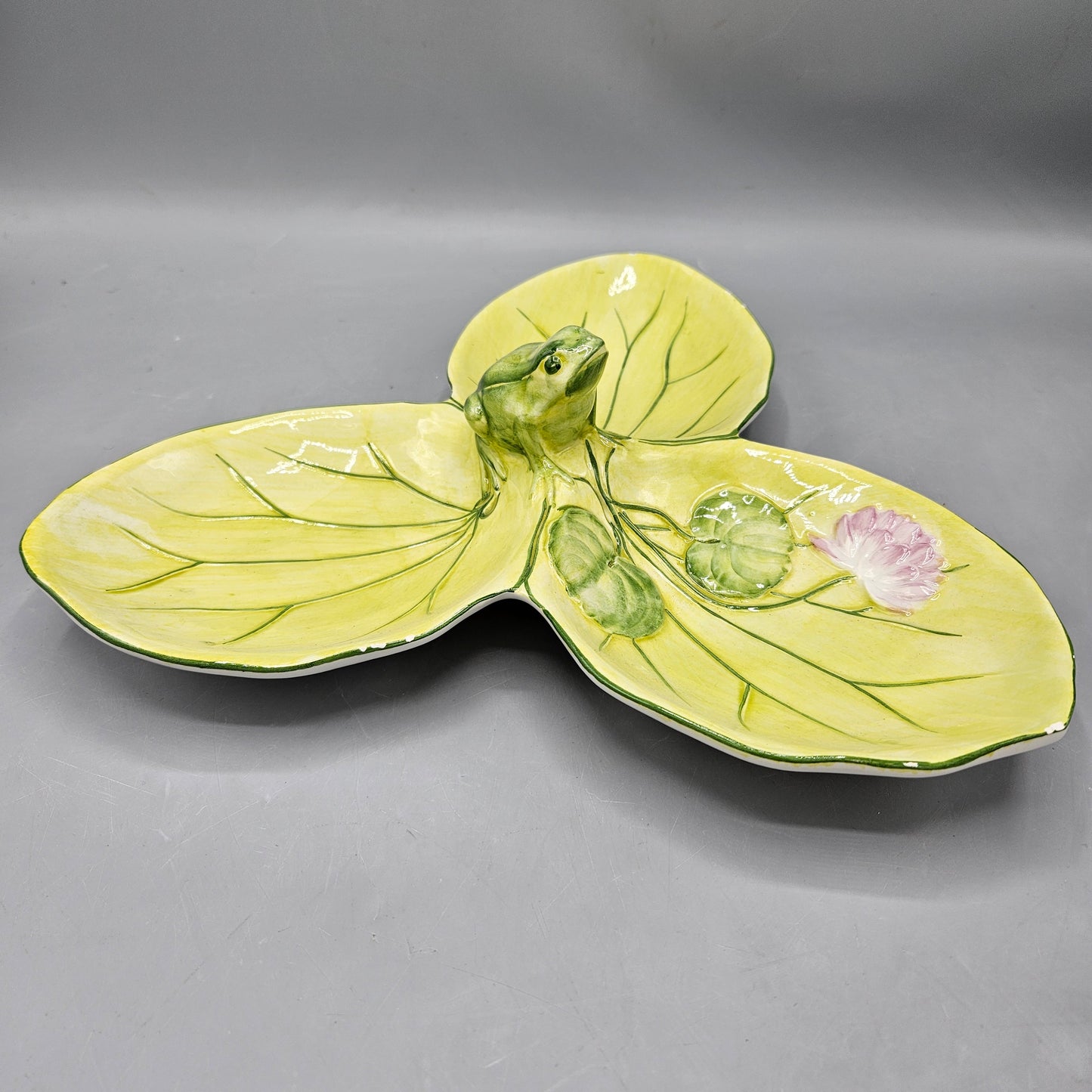 Vietri Ceramic Three-Part Serving Dish with Frog