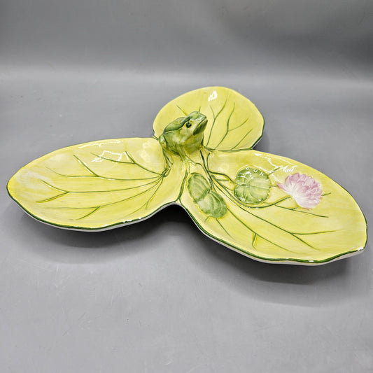 Vietri Ceramic Three-Part Serving Dish with Frog