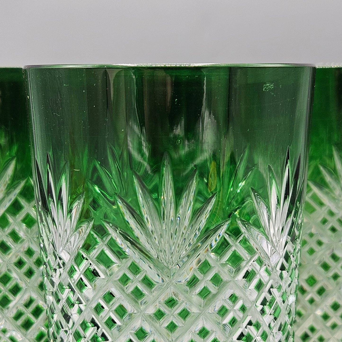 Rexxford Crystal Strawberry Diamond Emerald Cut to Clear Old Fashioned Tumblers - Set of Eleven