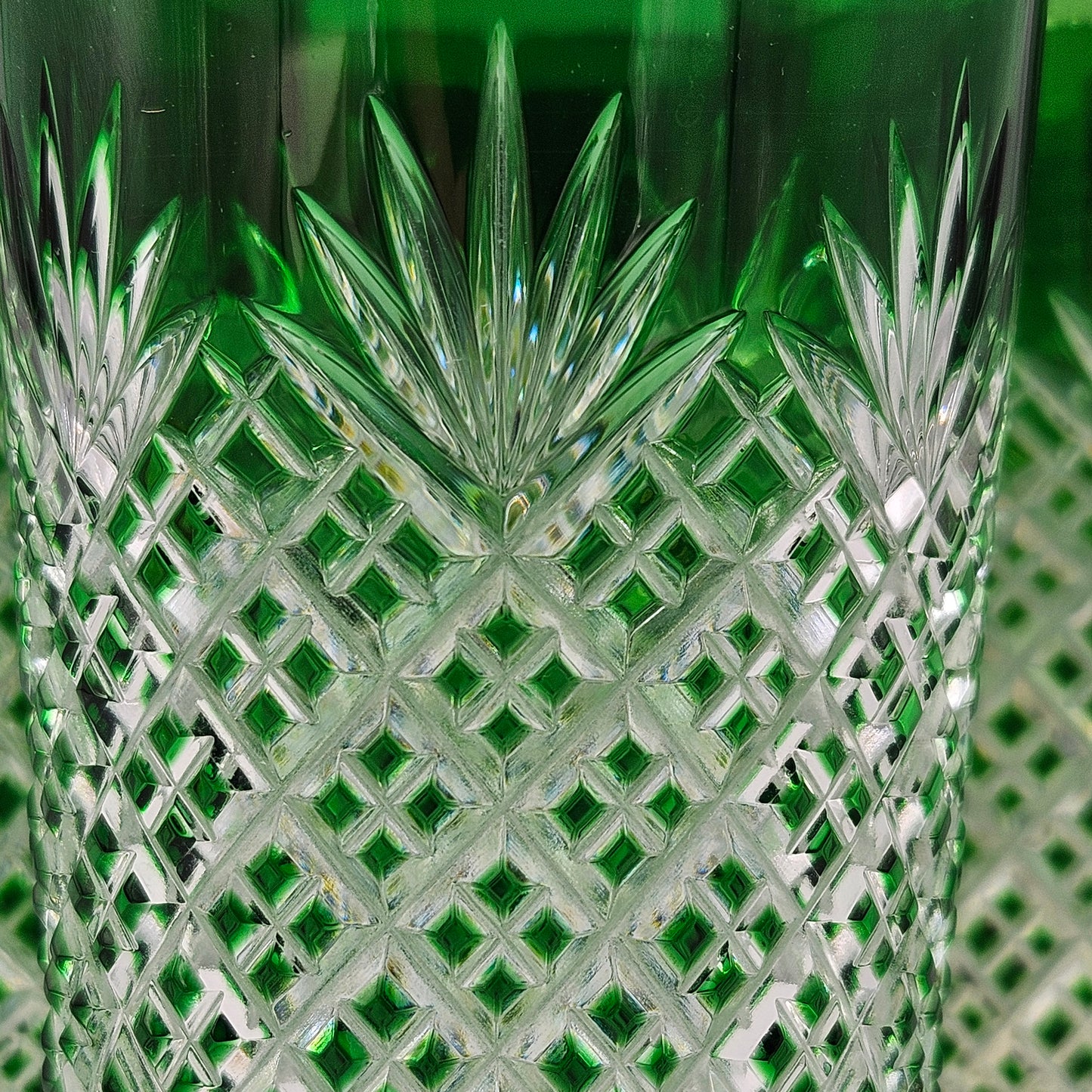 Rexxford Crystal Strawberry Diamond Emerald Cut to Clear Old Fashioned Tumblers - Set of Eleven