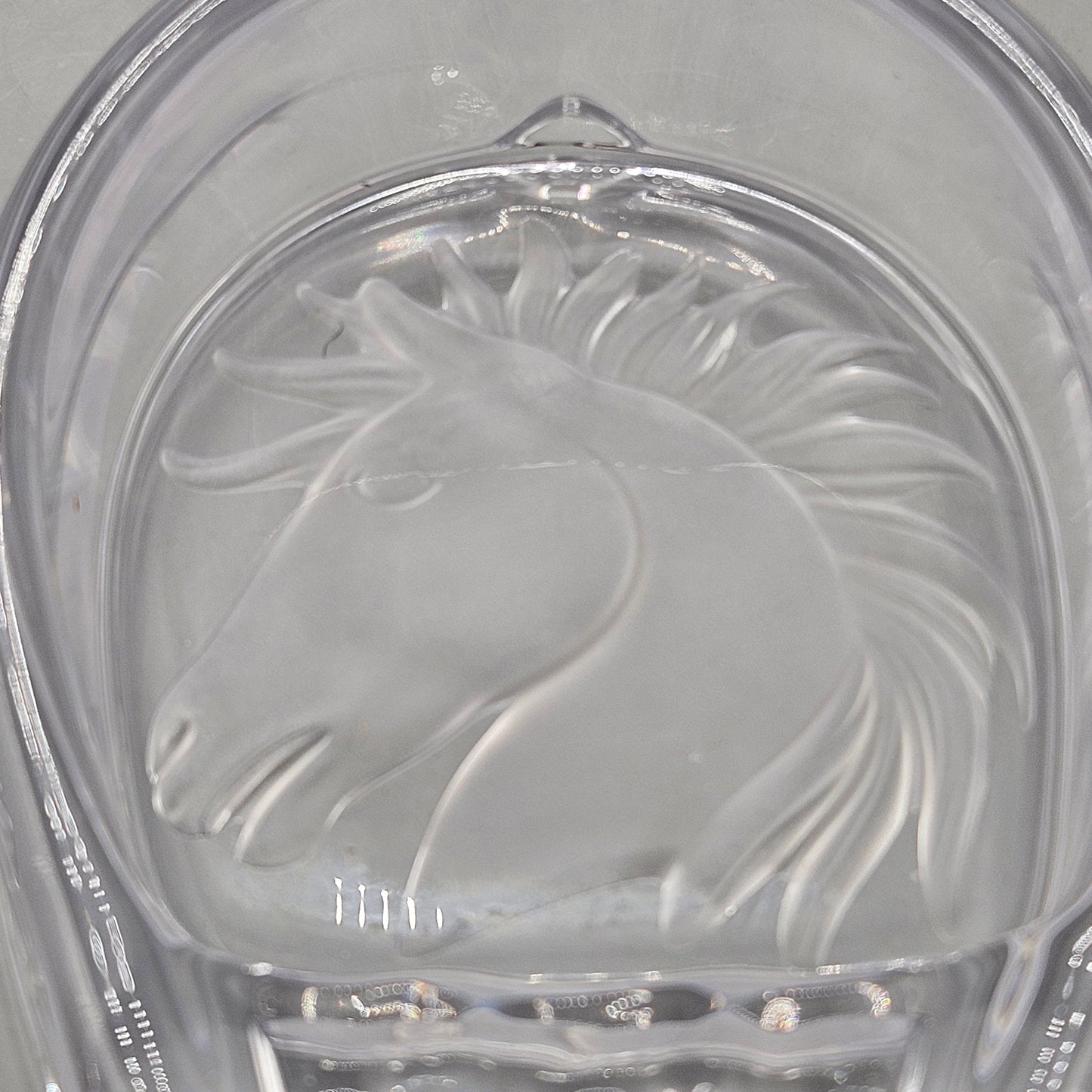 Vintage Cristal de Sevres Crystal Cigar Ashtray with Frosted Horse Head