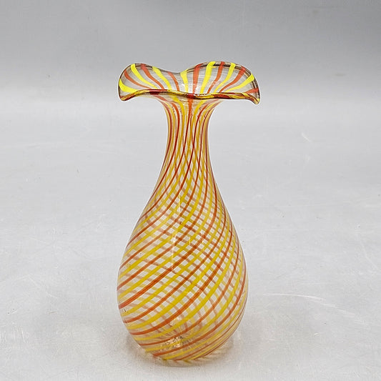 Hand-Blown Orange & Yellow Laccitino Glass Vase