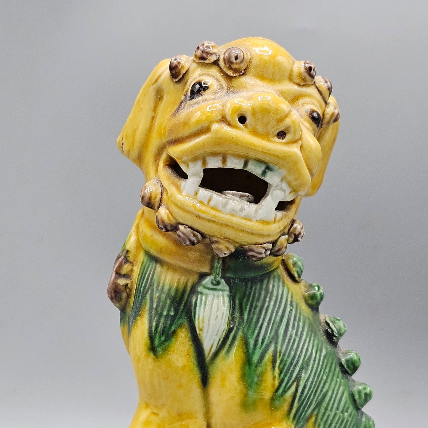 Yellow & Green Chinese Porcelain Guardian Lion "Foo Dog"