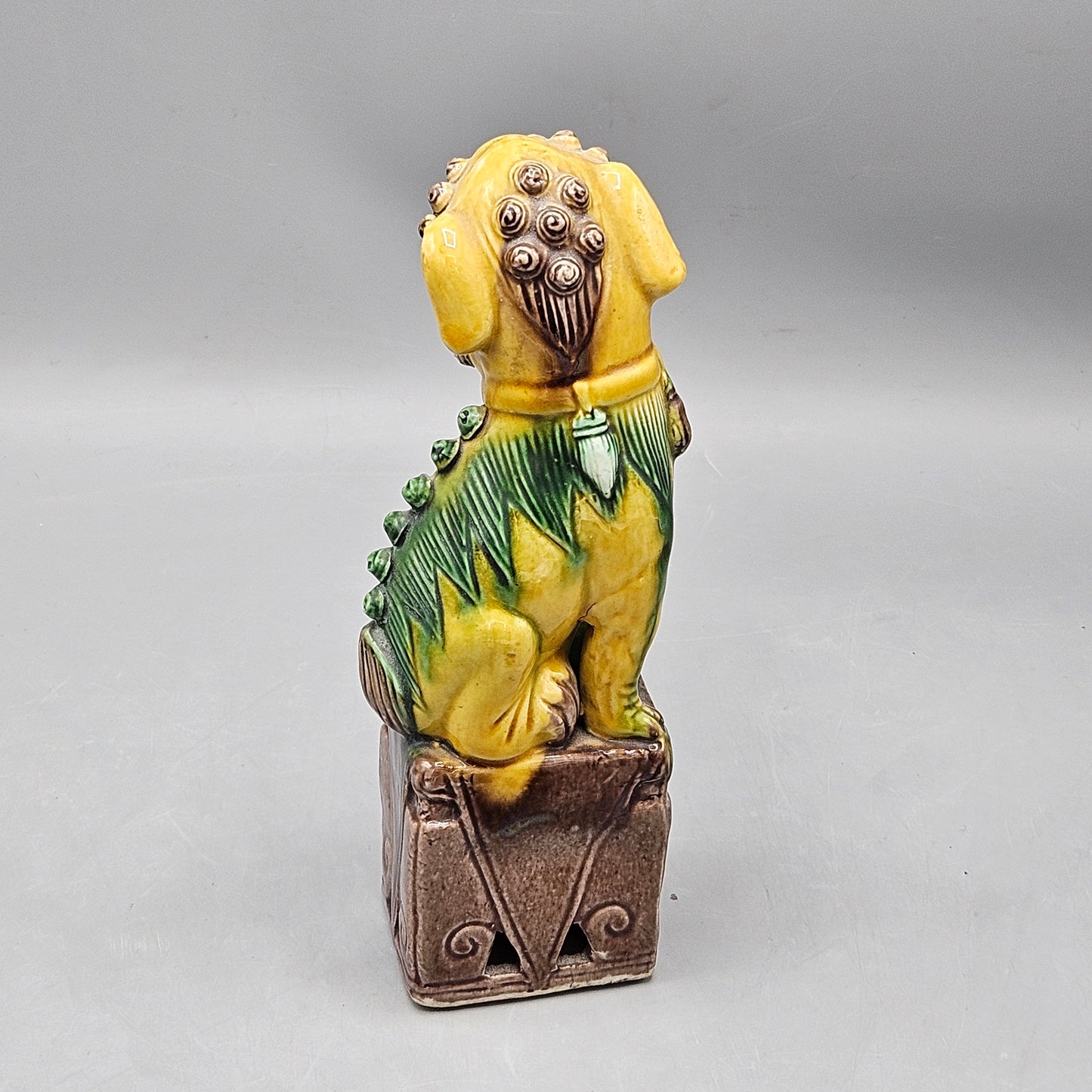 Yellow & Green Chinese Porcelain Guardian Lion "Foo Dog"