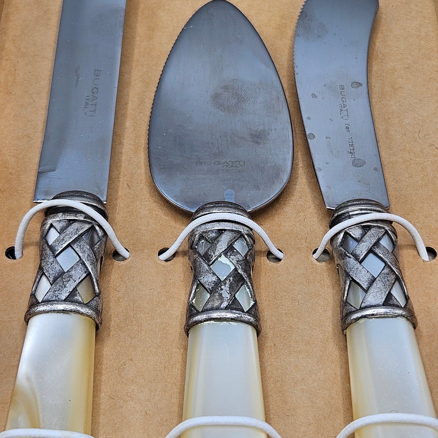 Bugatti for Vietri Italian Mother of Pearl Handled Cheese Knife Set