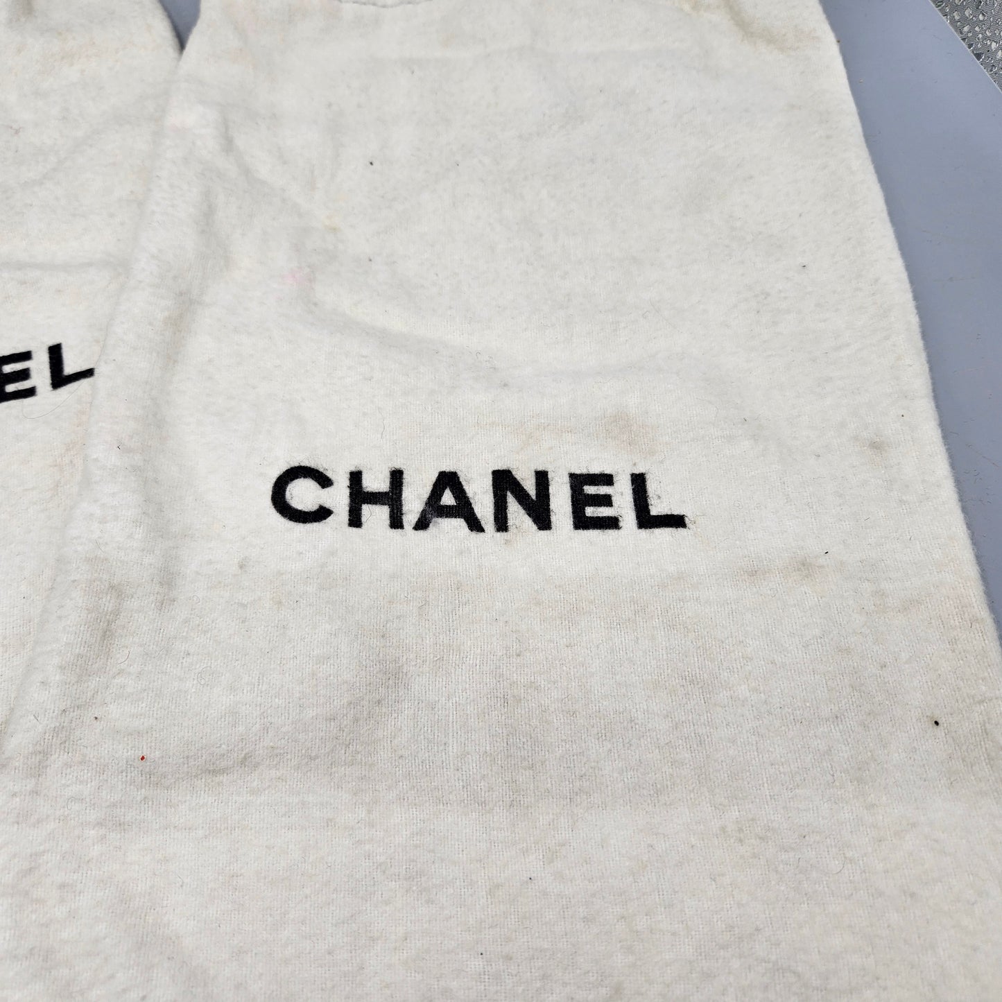 White Chanel Shoe Bags - Set of Three