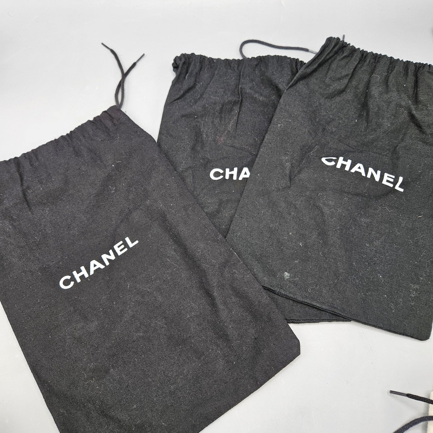 Black Chanel Shoe Bags - Set of Three