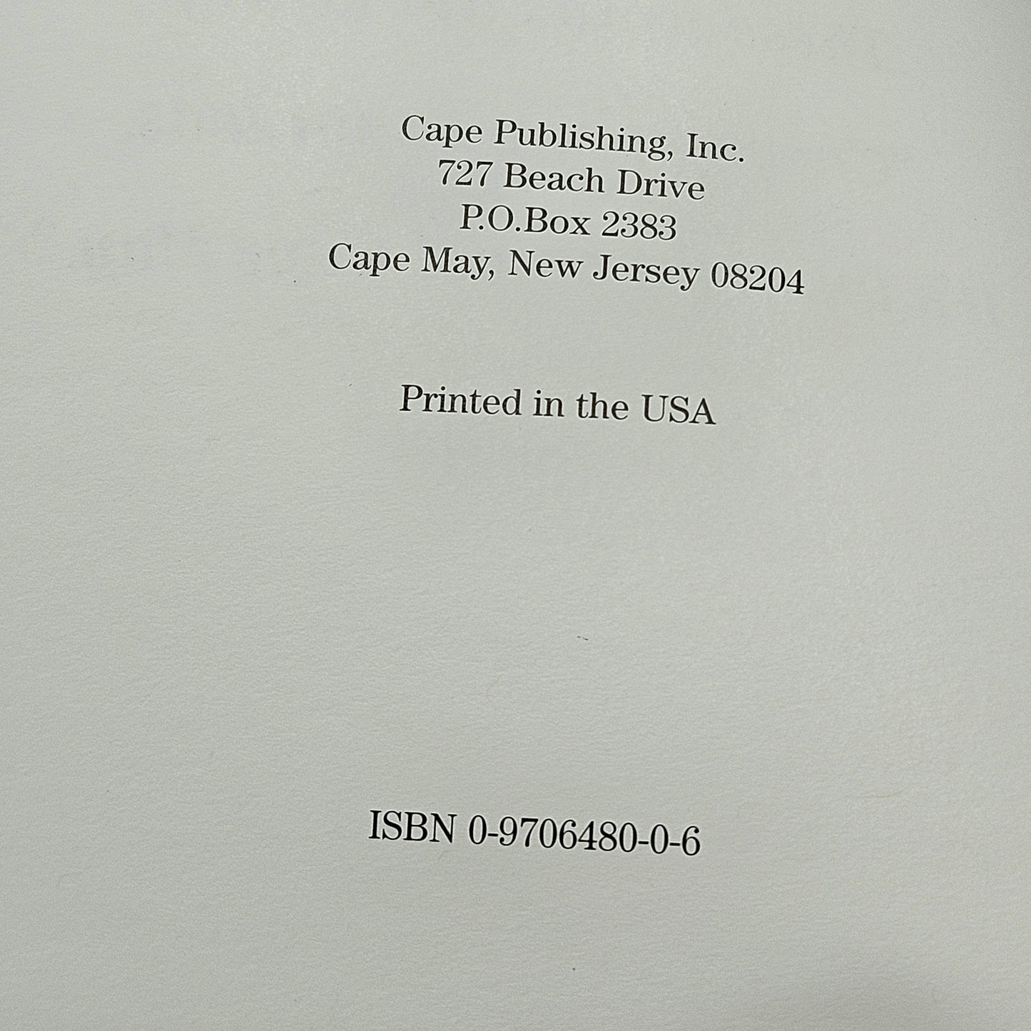 Book - John Bailey "Sentinel of the Jersey Cape: The Story of the Cape May Lighthouse" Signed