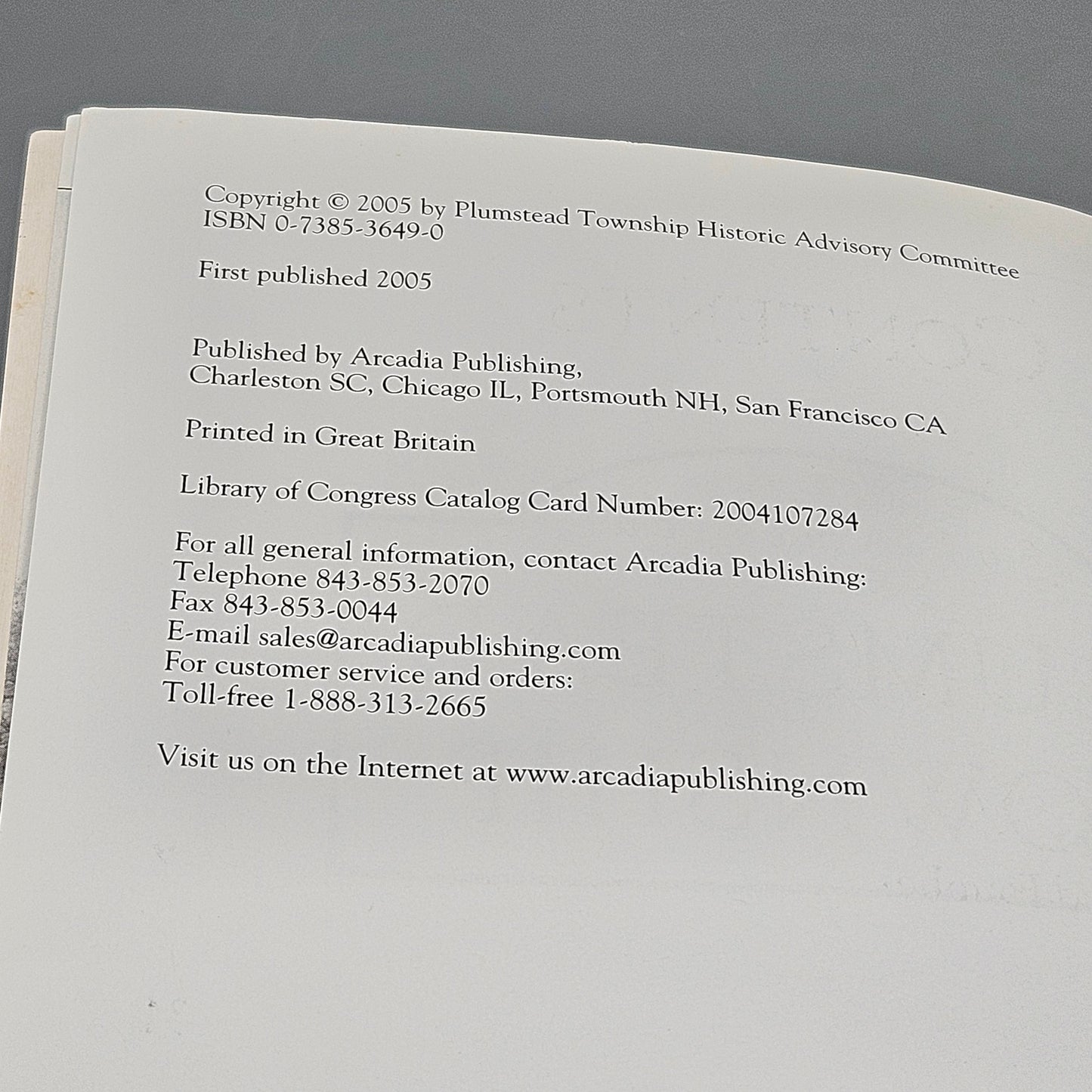 Book - "Plumstead Township" Visions of America