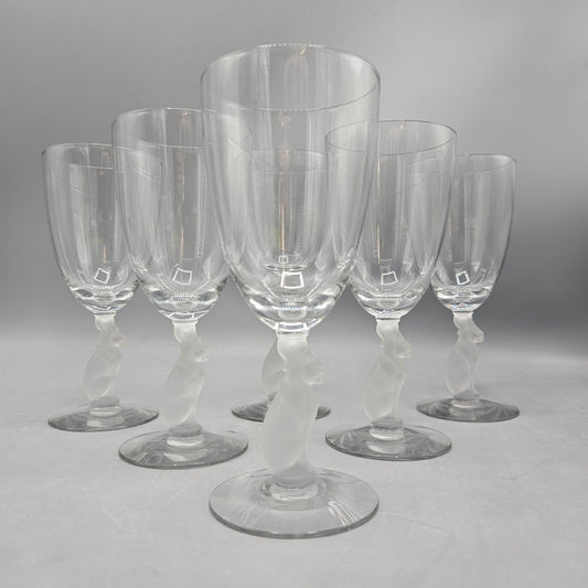 Douglas Nash for Libbey Silhouette Line Figural Stems - Cat Water Goblets - Set of Six