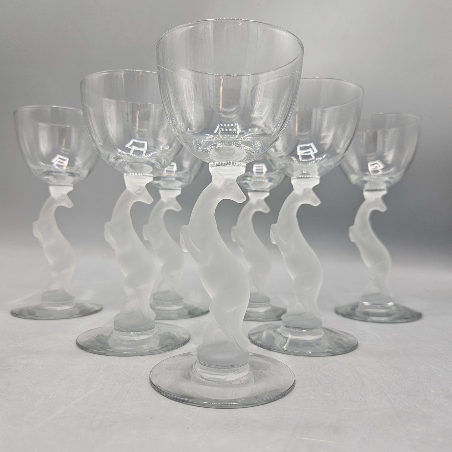 Douglas Nash for Libbey Silhouette Line Figural Stems - Kangaroo Wine Glasses - Set of Seven