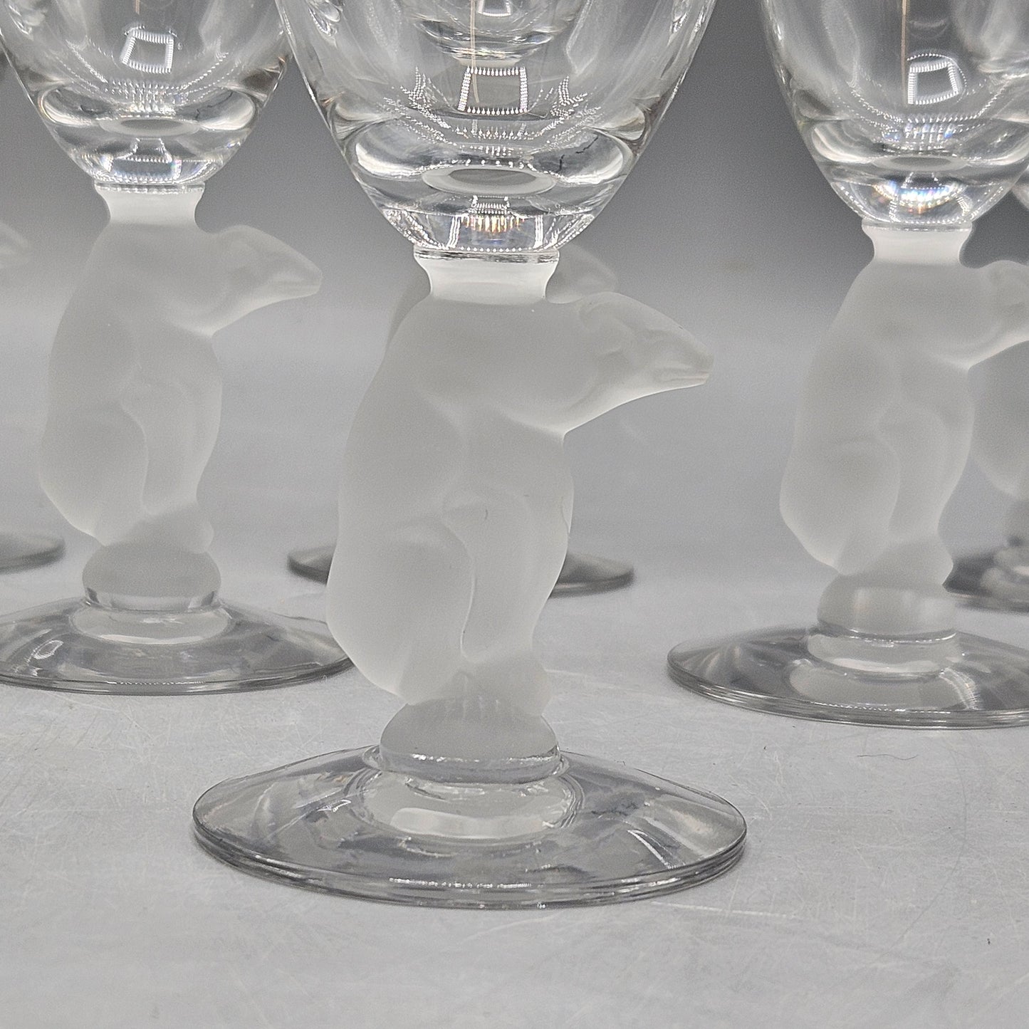 Douglas Nash for Libbey Silhouette Line Figural Stems - Bear Claret Wine Glasses - Set of Six