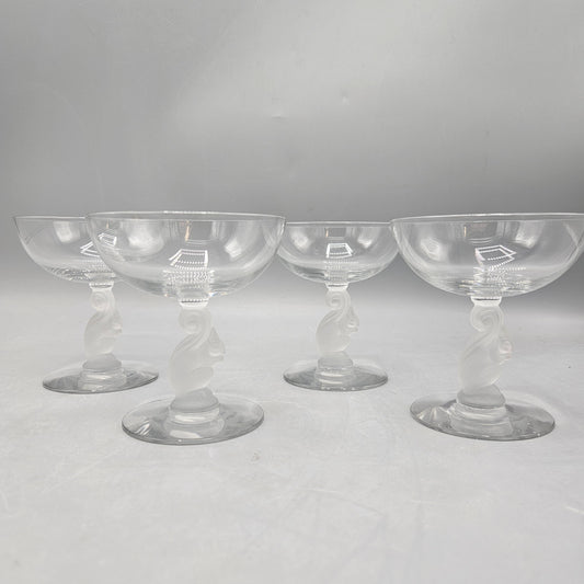 Douglas Nash for Libbey Silhouette Line Figural Stems - Squirrel Champagne Glasses - Set of Four