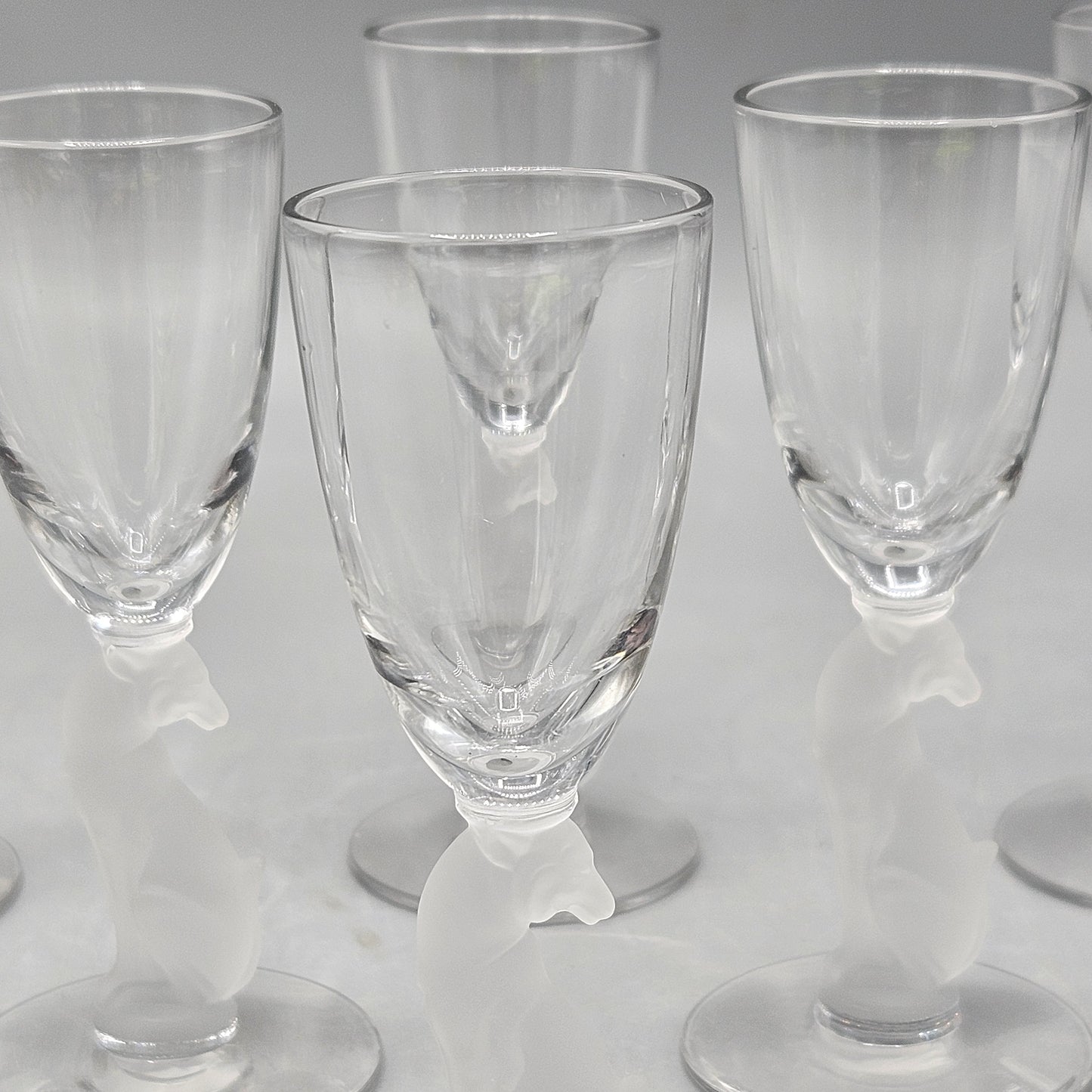 Douglas Nash for Libbey Silhouette Line Figural Stems - Greyhound Cordial Glasses - Set of Six