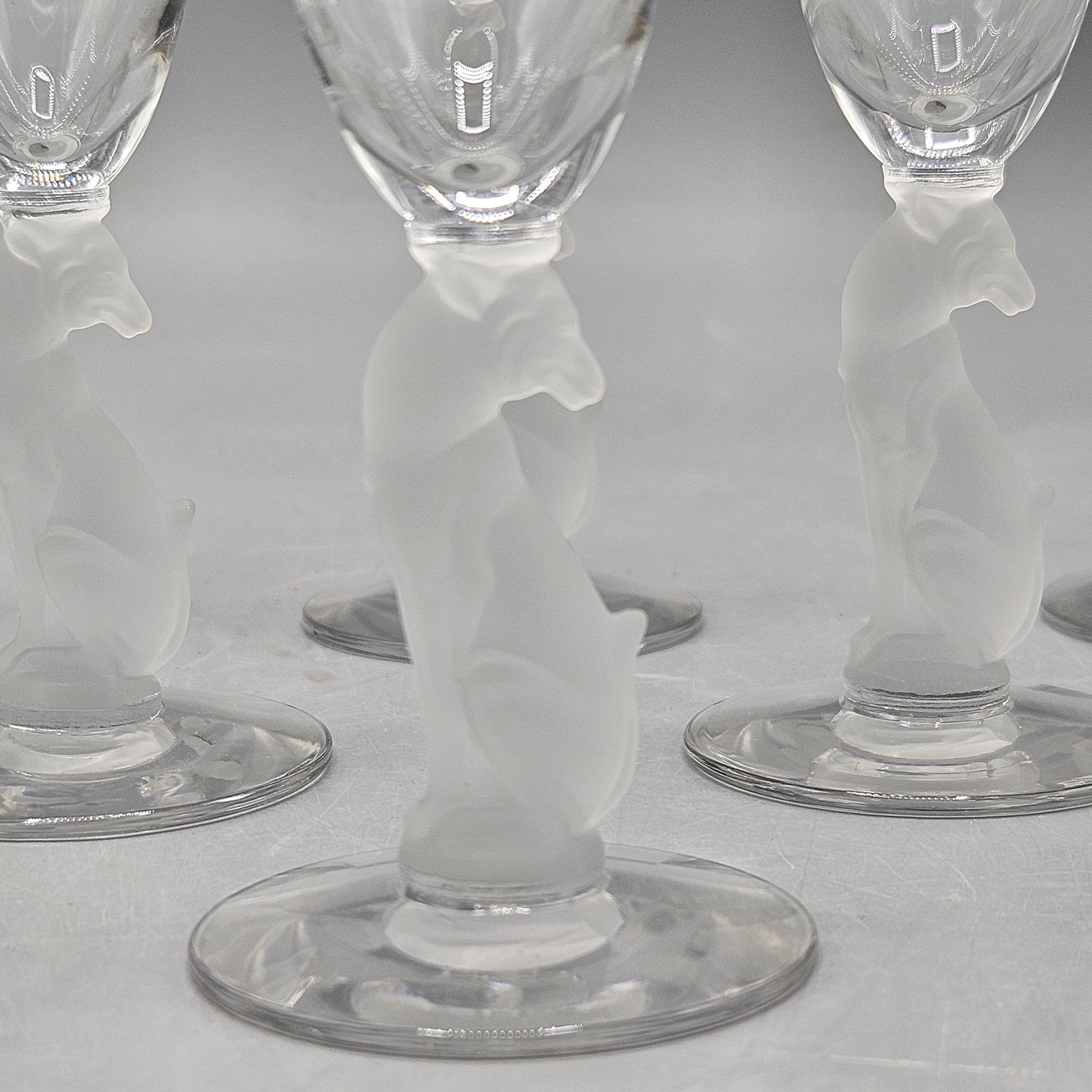 Douglas Nash for Libbey Silhouette Line Figural Stems - Greyhound Cordial Glasses - Set of Six