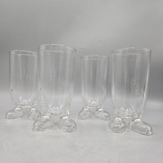 Glass Tumblers with Mickey Mouse Feet - Set of Four