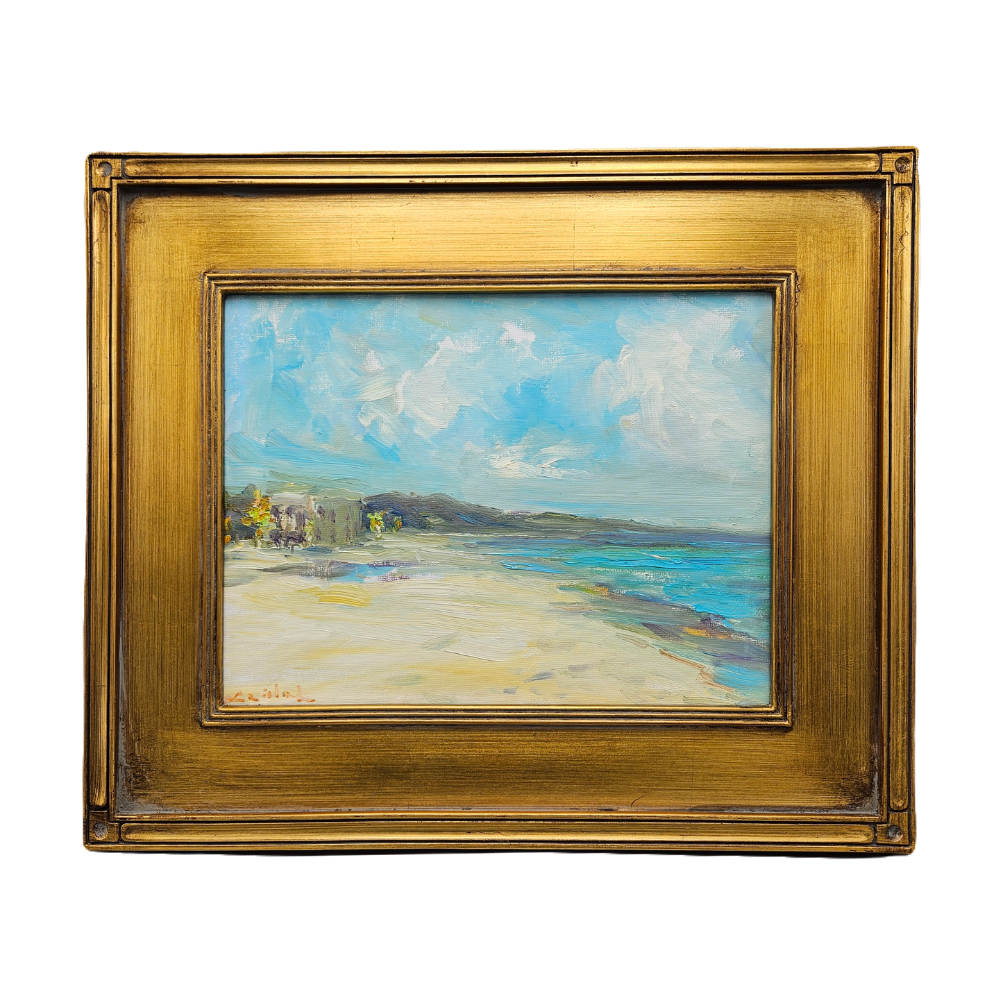 Signed Oil on Panel Painting Beach Landscape