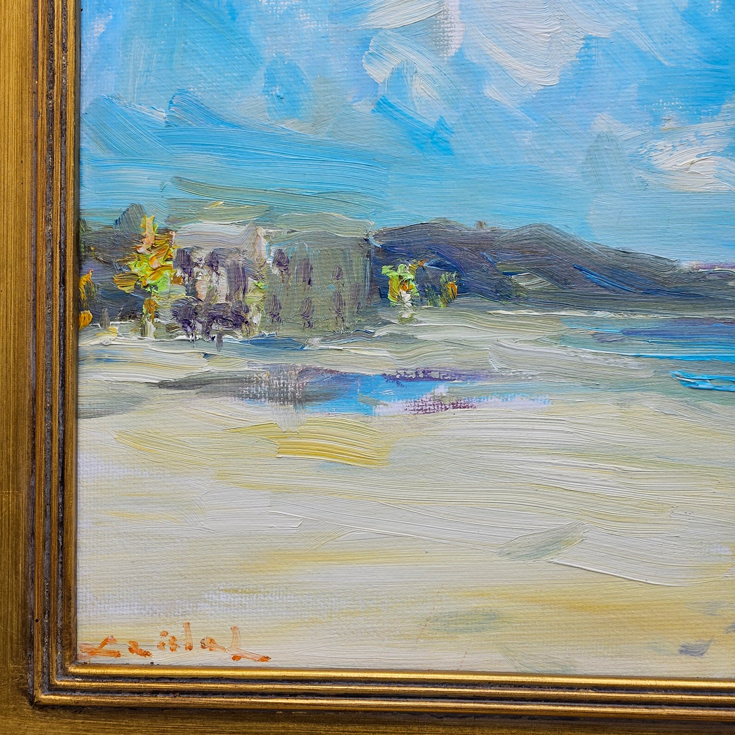 Signed Oil on Panel Painting Beach Landscape