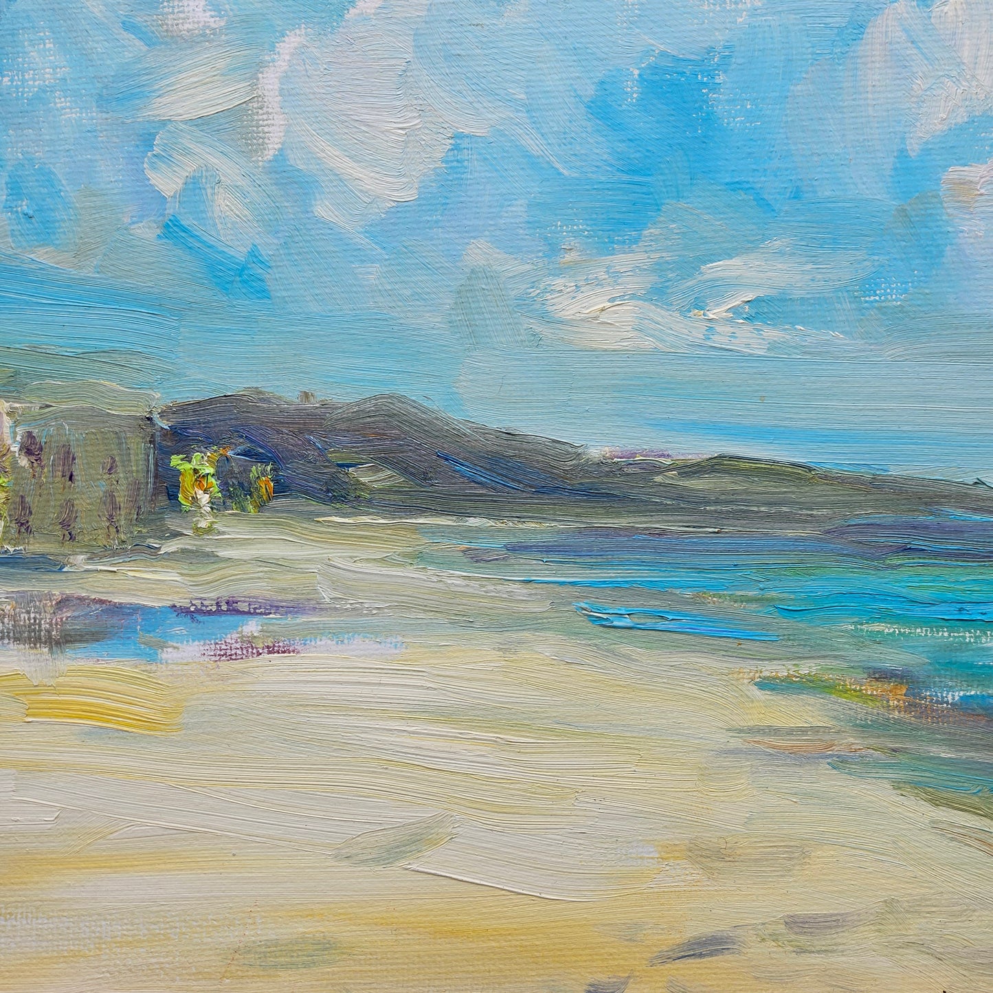 Signed Oil on Panel Painting Beach Landscape