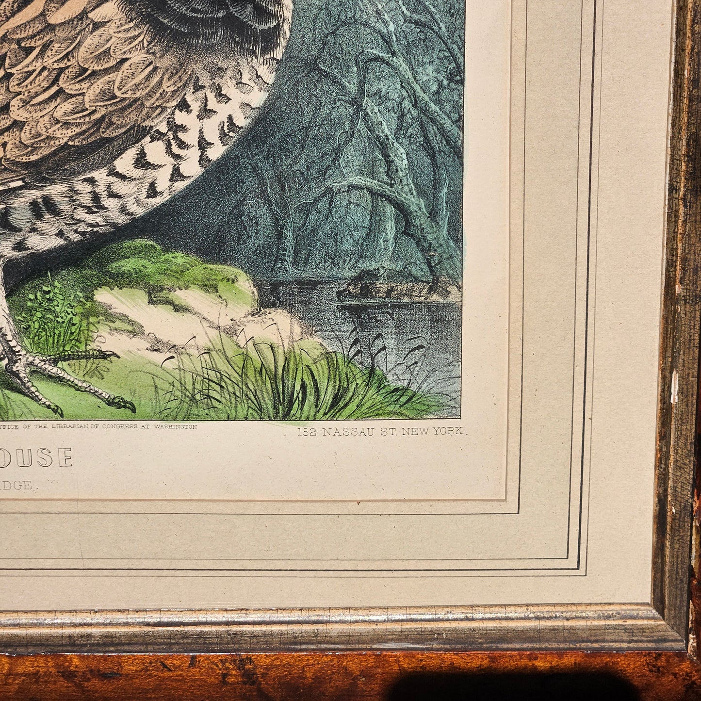 Currier & Ives "Ruffed Grouse" Framed Vintage Print