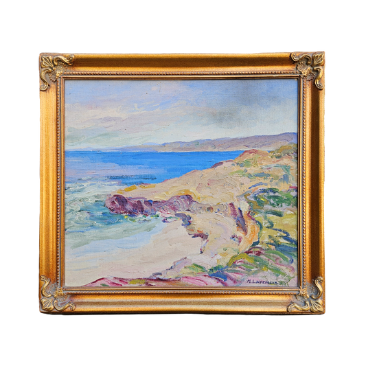 Mabel Louise Wheelock (1887-1950) "La Jolla Shoreline" Oil on Board Artwork