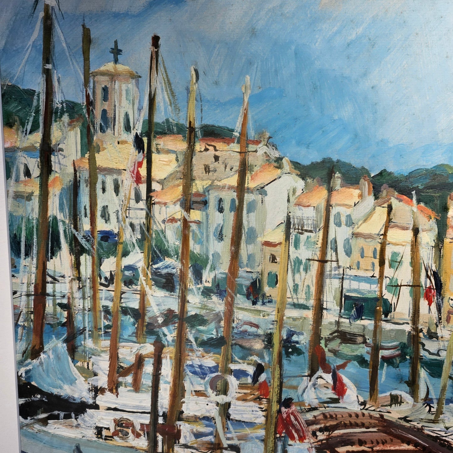 Maryvonne Meheut-Jude (1908-1992) Cassis Harbor Oil on Board Artwork