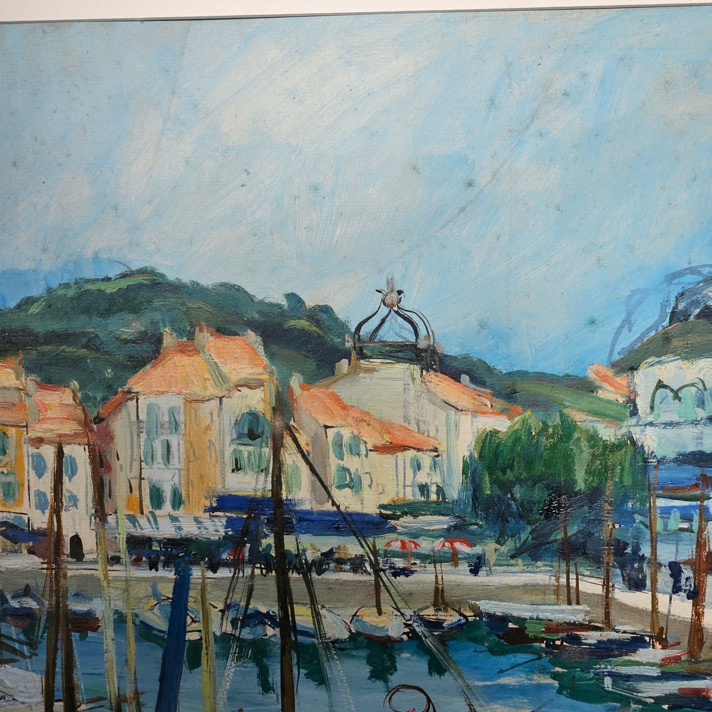 Maryvonne Meheut-Jude (1908-1992) Cassis Harbor Oil on Board Artwork