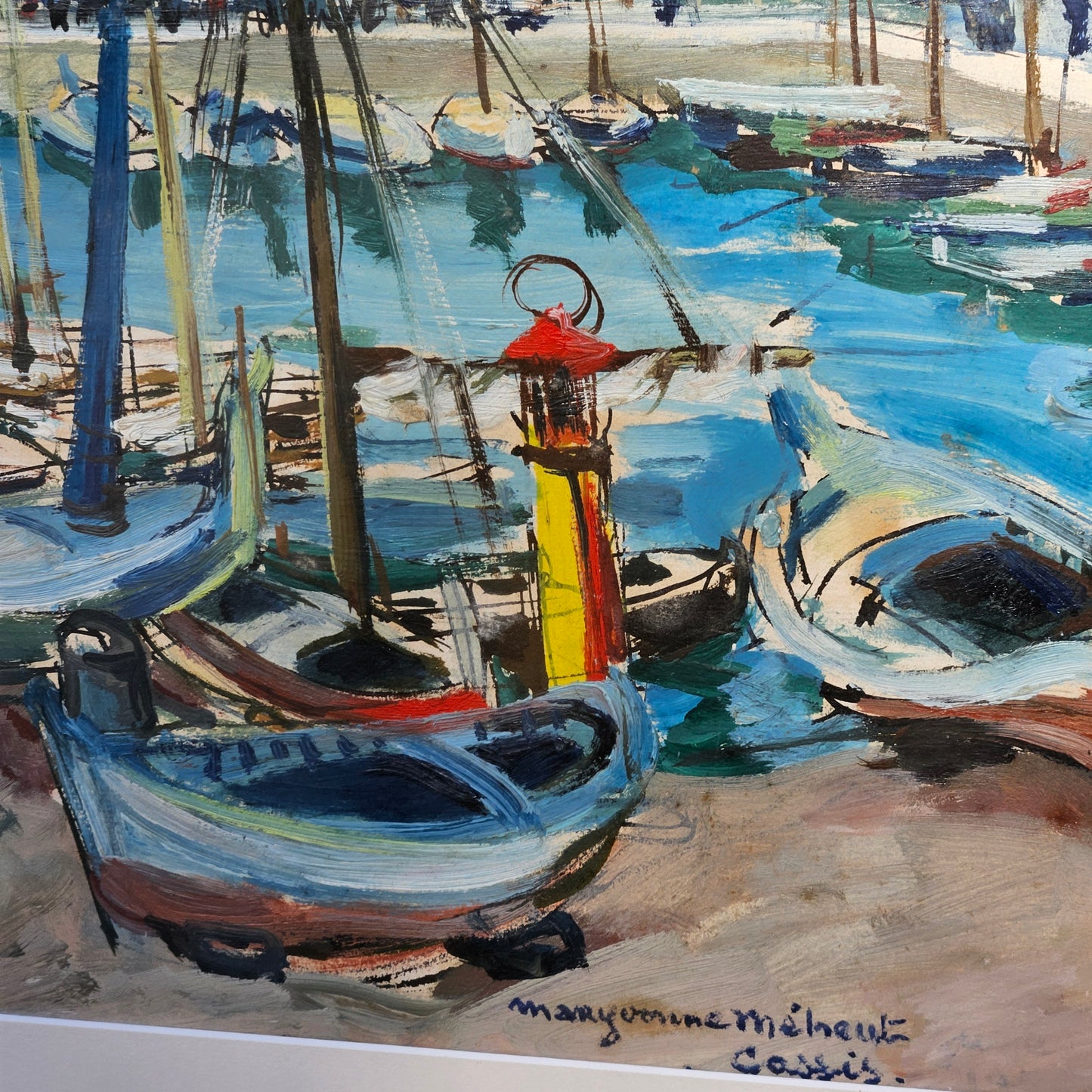 Maryvonne Meheut-Jude (1908-1992) Cassis Harbor Oil on Board Artwork