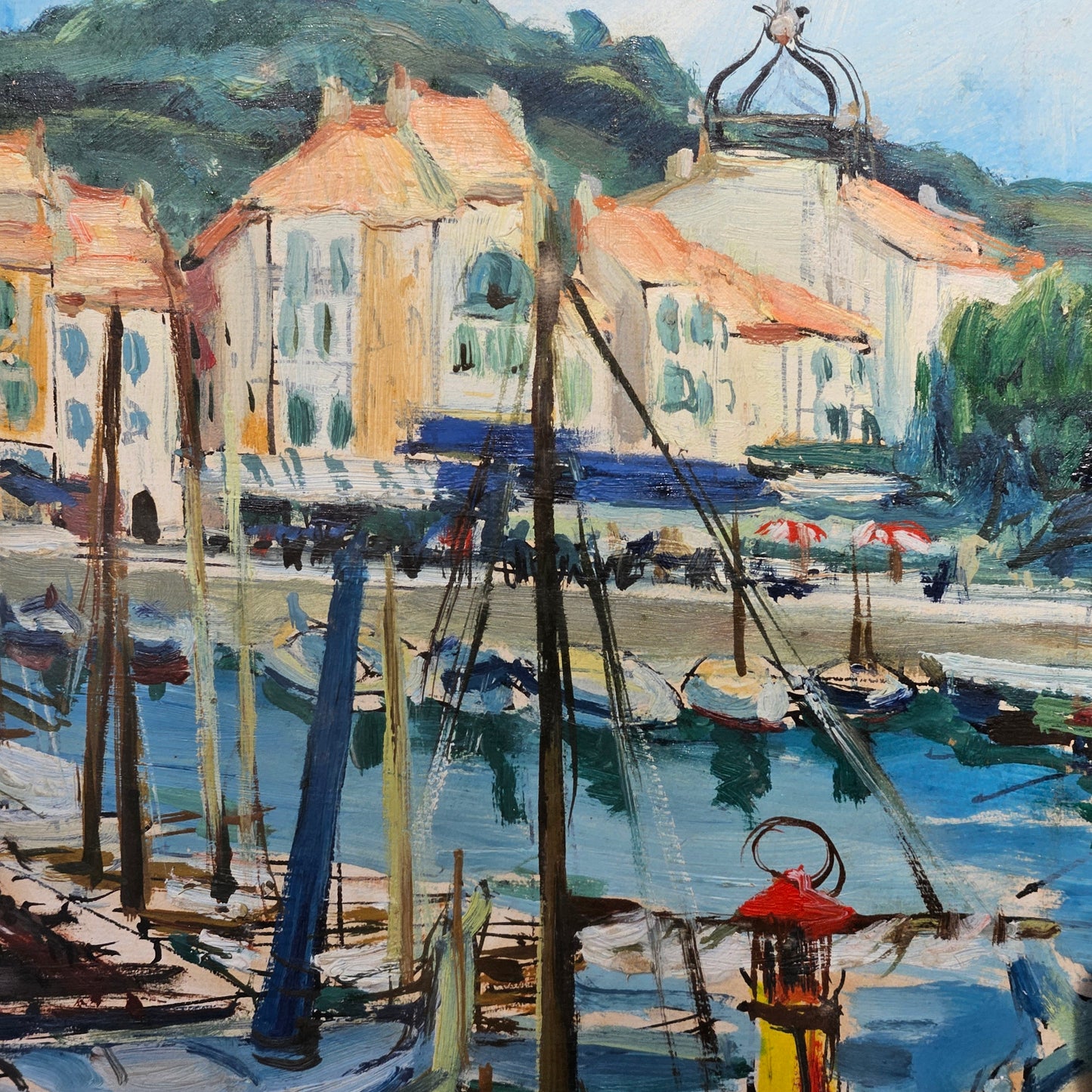 Maryvonne Meheut-Jude (1908-1992) Cassis Harbor Oil on Board Artwork