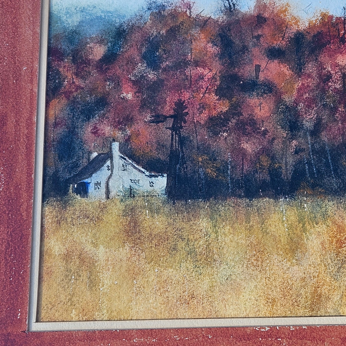 Davis Phelps Watercolor Pennsylvania Landscape with Farmhouse