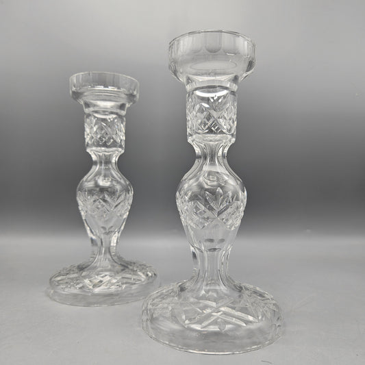 Pair Waterford Style Cut Crystal Candlesticks